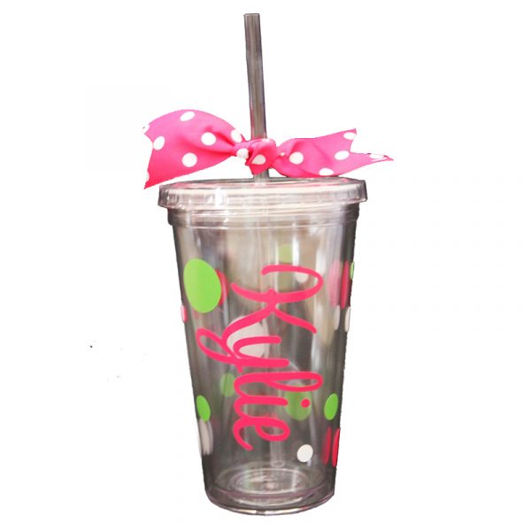 Double Wall Acrylic Tumbler with Straw (16 Oz., 6.25)